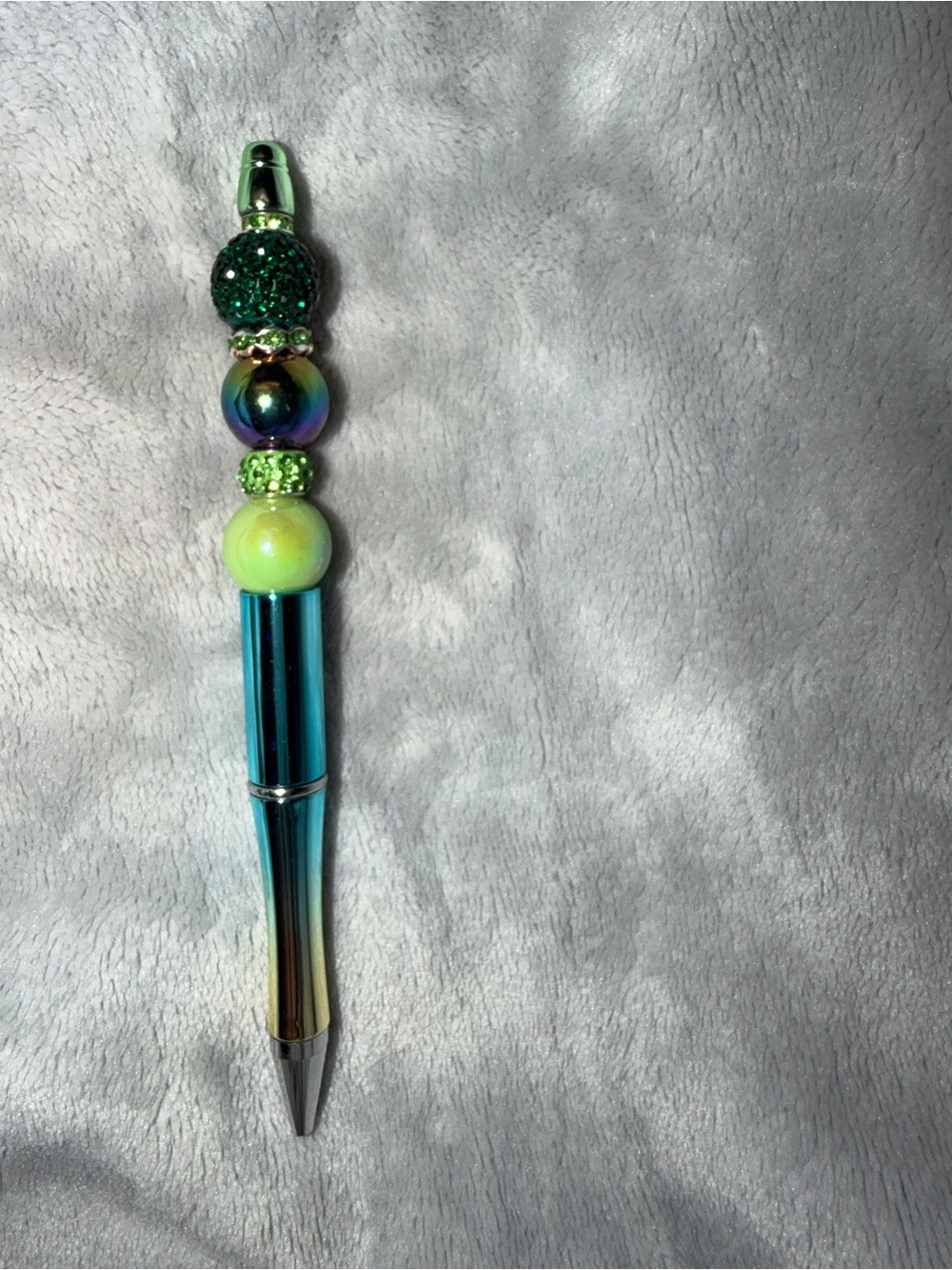 Handcrafted Green Beaded Ballpoint Pen Necklace - Women Jewelry
